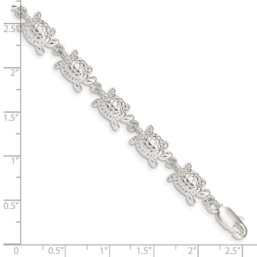 Sterling Silver Turtles Bracelet 7 inches