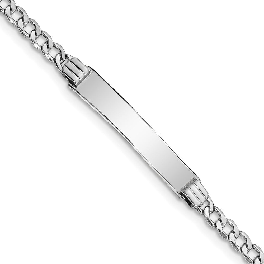 14k WG Polished Semi-Solid Cuban Link ID Bracelet 7 inches