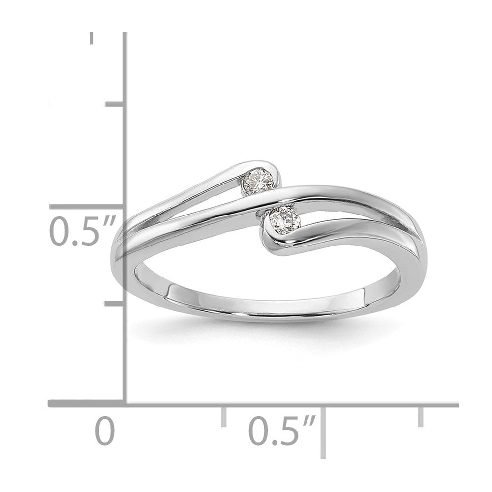 Sterling Silver Polished Fancy Two Stone Diamond Ring