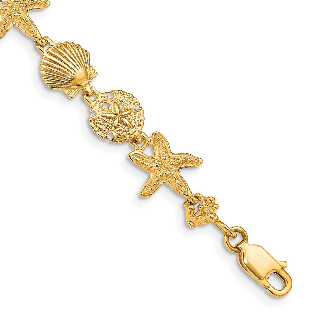 14k Seashell Theme Bracelet 7.5 inches