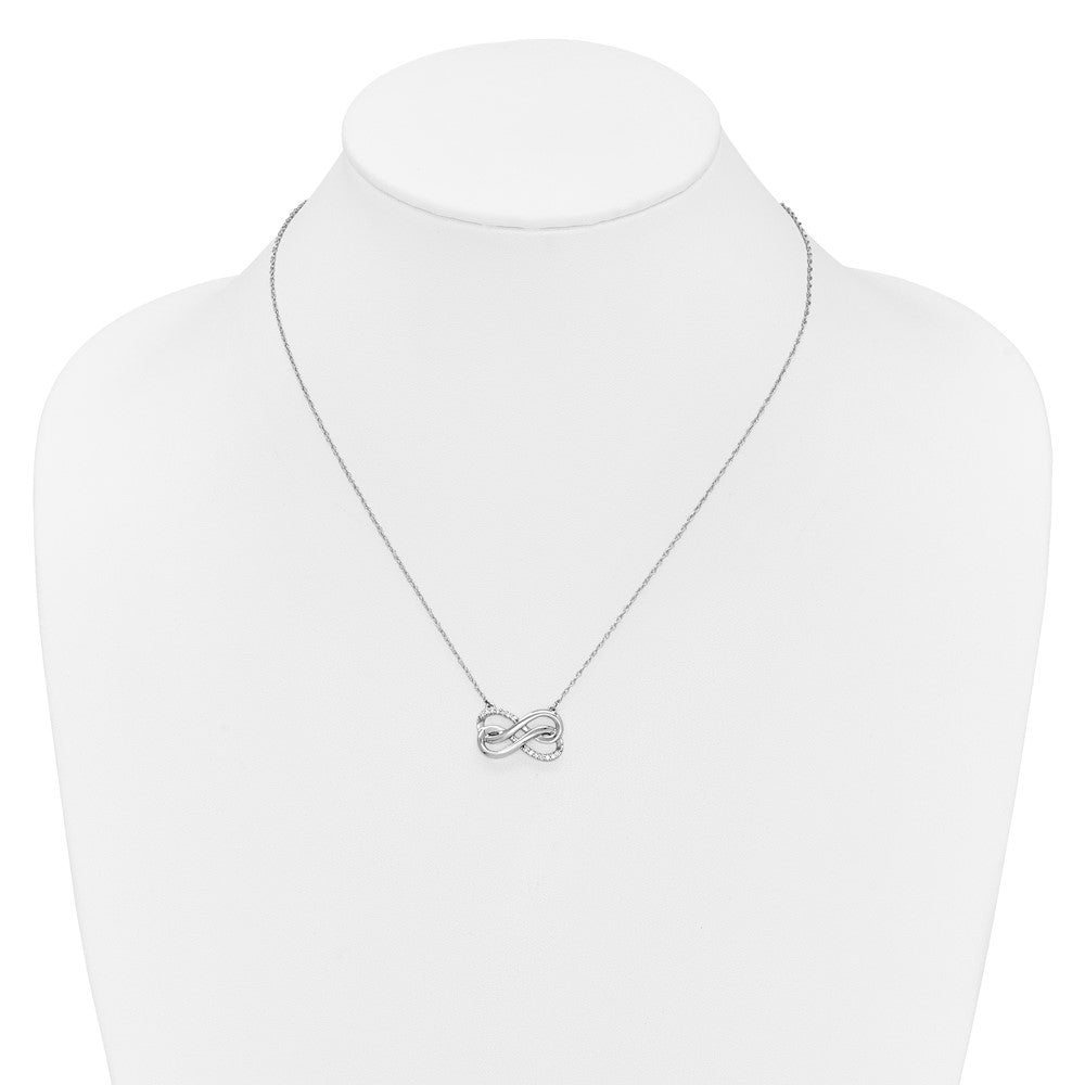 14k White Gold Diamond Double Infinity Symbol 18 inch Necklace