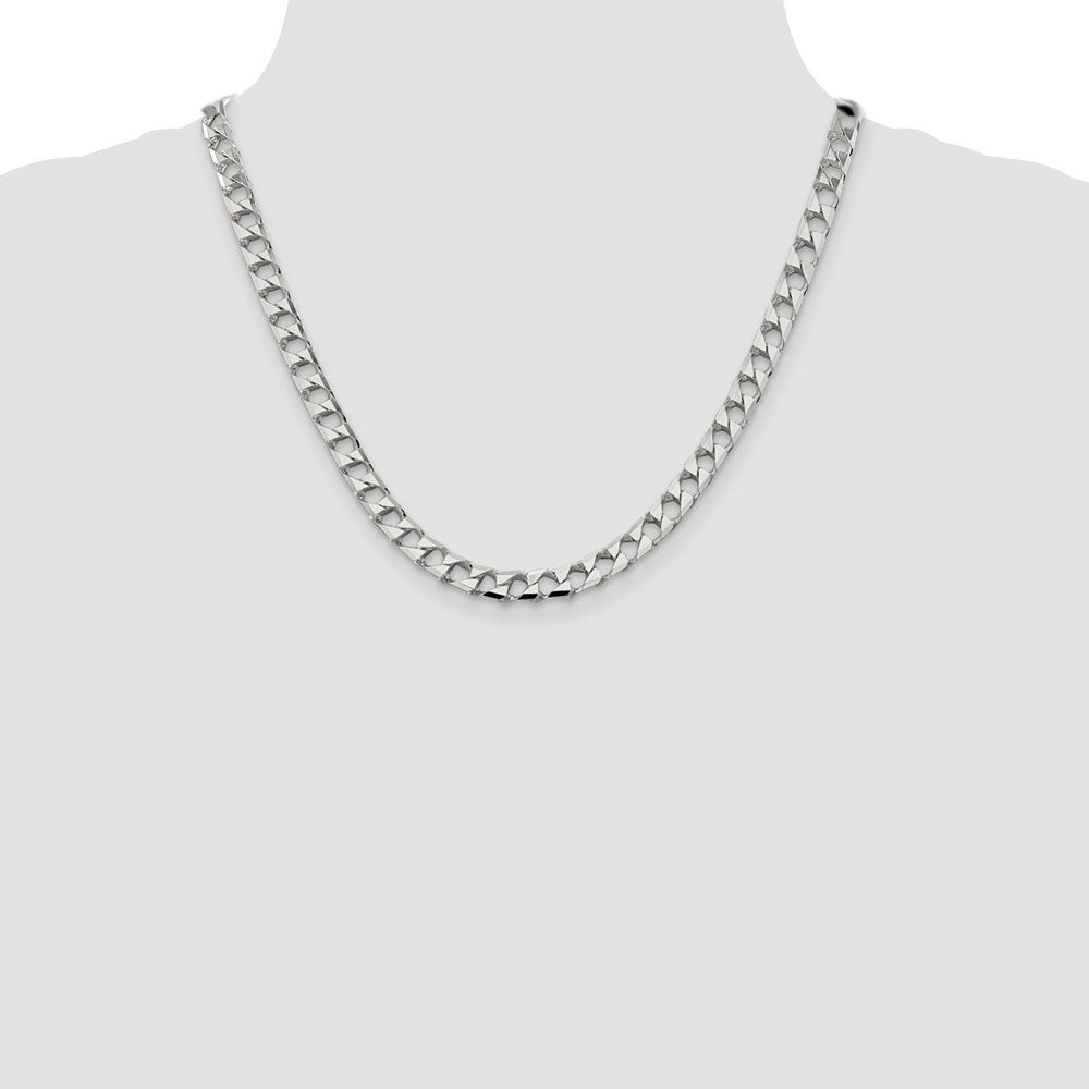 Sterling Silver 7.2mm D/C Square Curb Chain 20 Inches