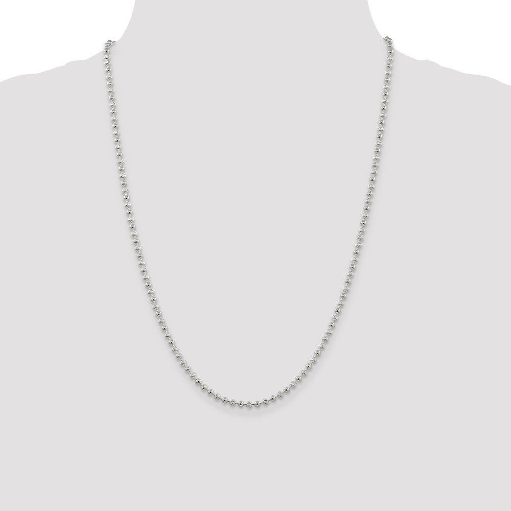 Sterling Silver 3mm Fancy Beaded Chain 24 Inches
