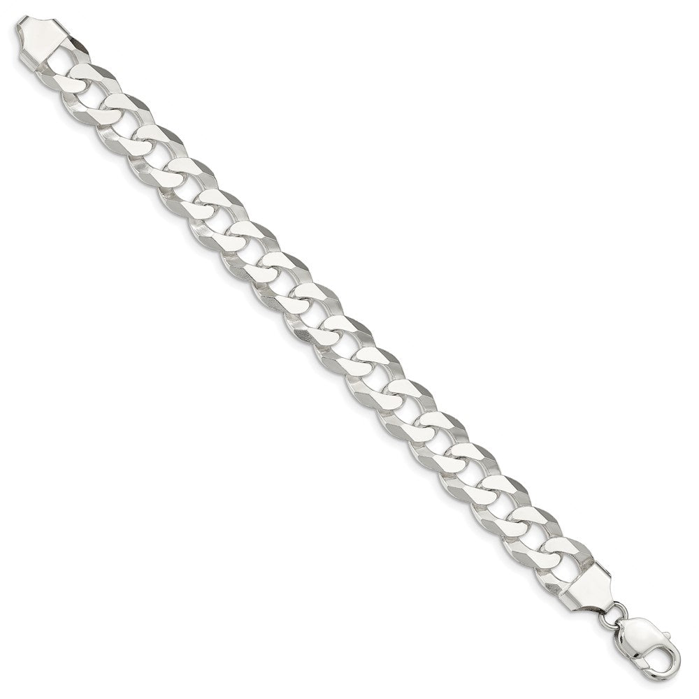 Sterling Silver 13mm Beveled Curb Chain 9 inches