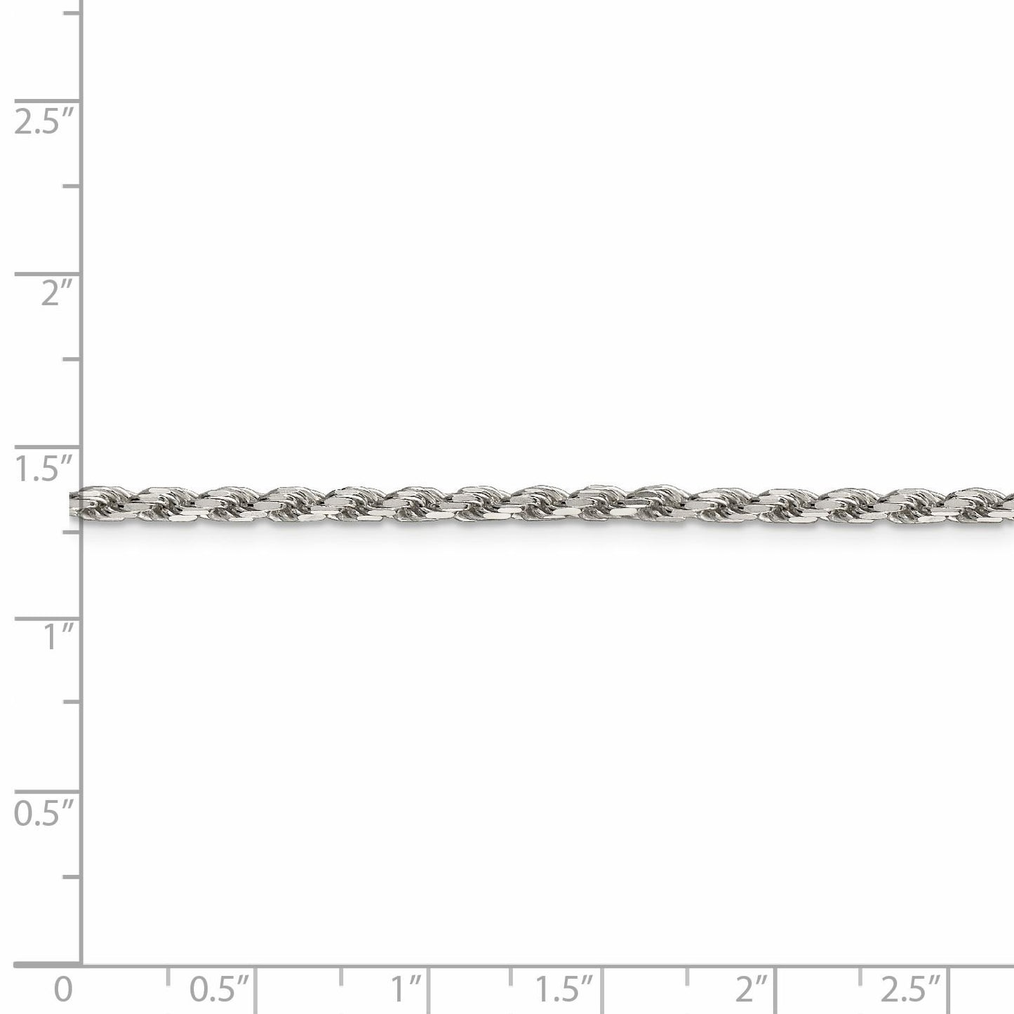 Sterling Silver 2.5mm Diamond-cut Rope Chain 18 Inches
