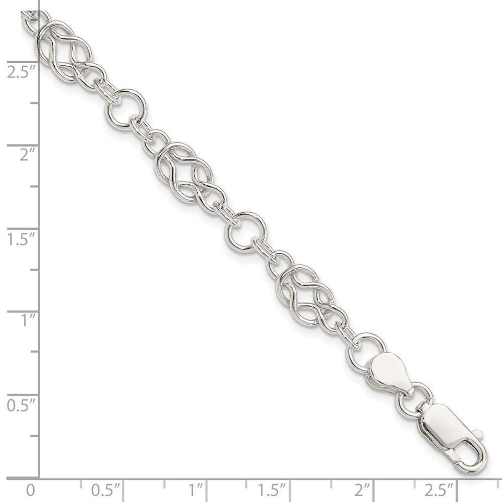 Sterling Silver 7.5inch Polished Fancy Knot-Link Bracelet 7.5 inches