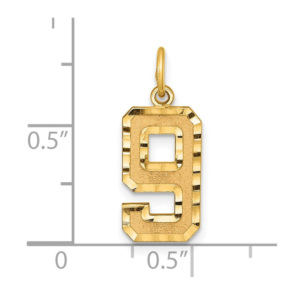 10ky Casted Medium Diamond-cut Number 9 Charm