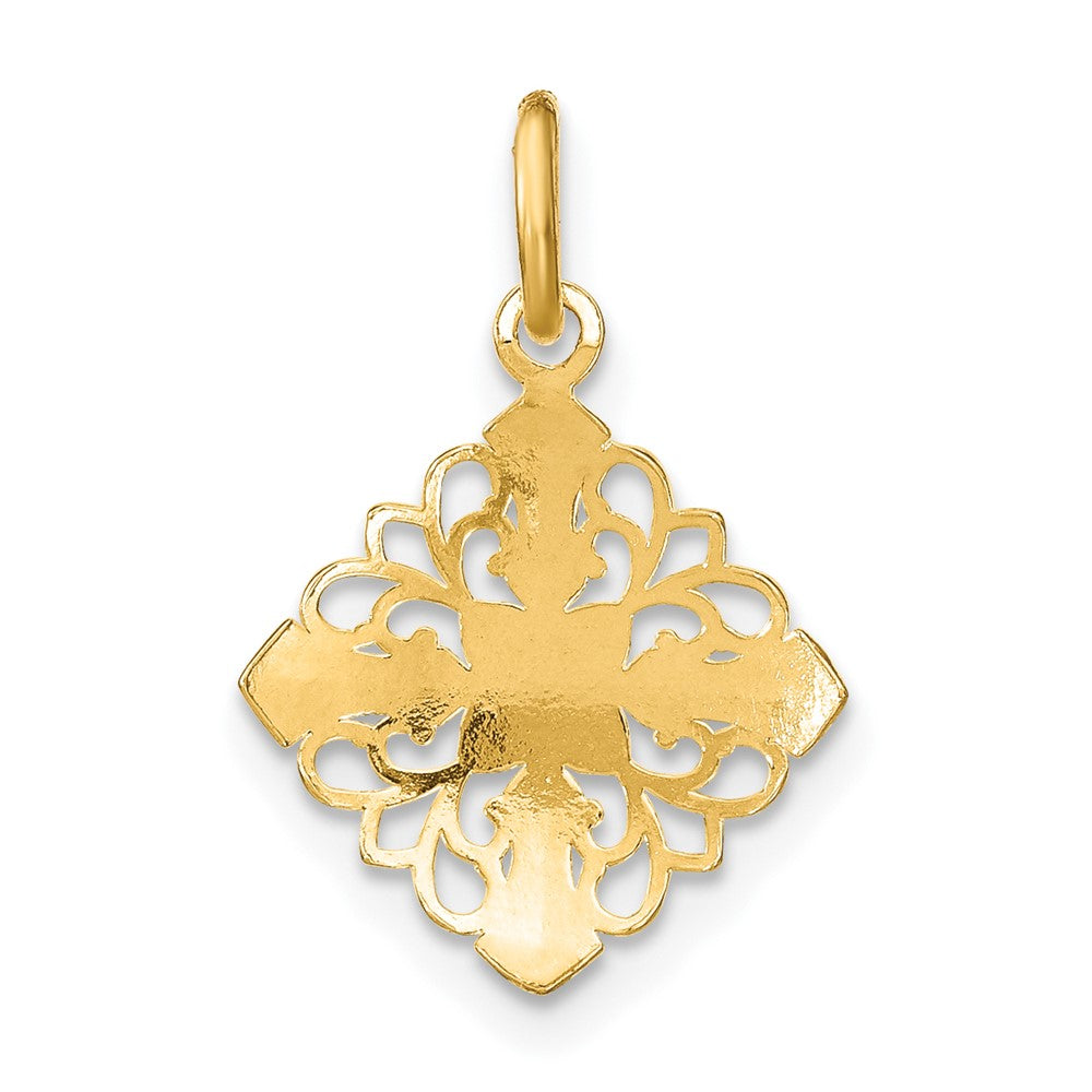 10K w/Rhodium and D/C Filigree Medallion Charm