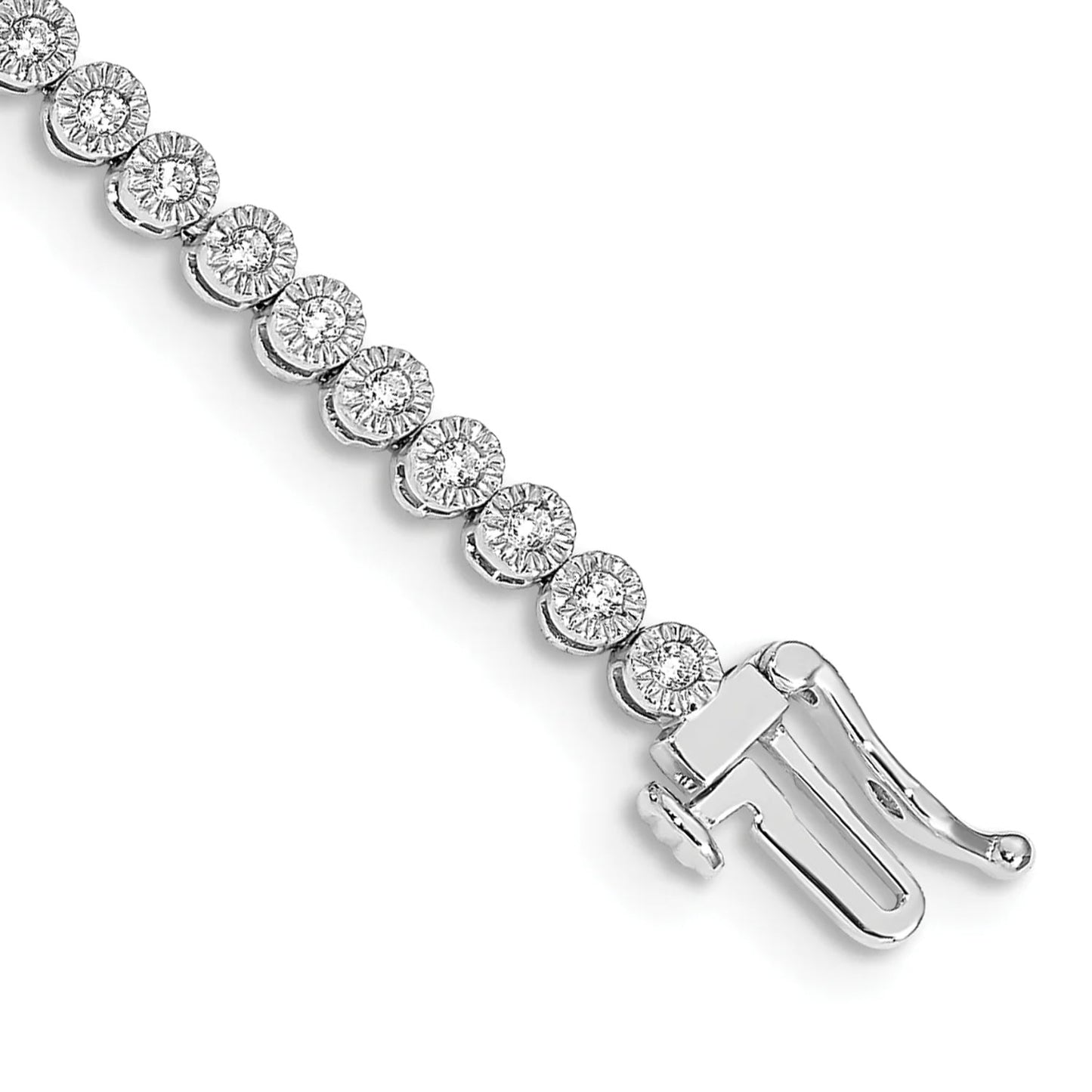 14k White Gold 1 carat Lab Grown Diamond VS/SI+ G+ Complete 7 inch Fancy Tennis Bracelet