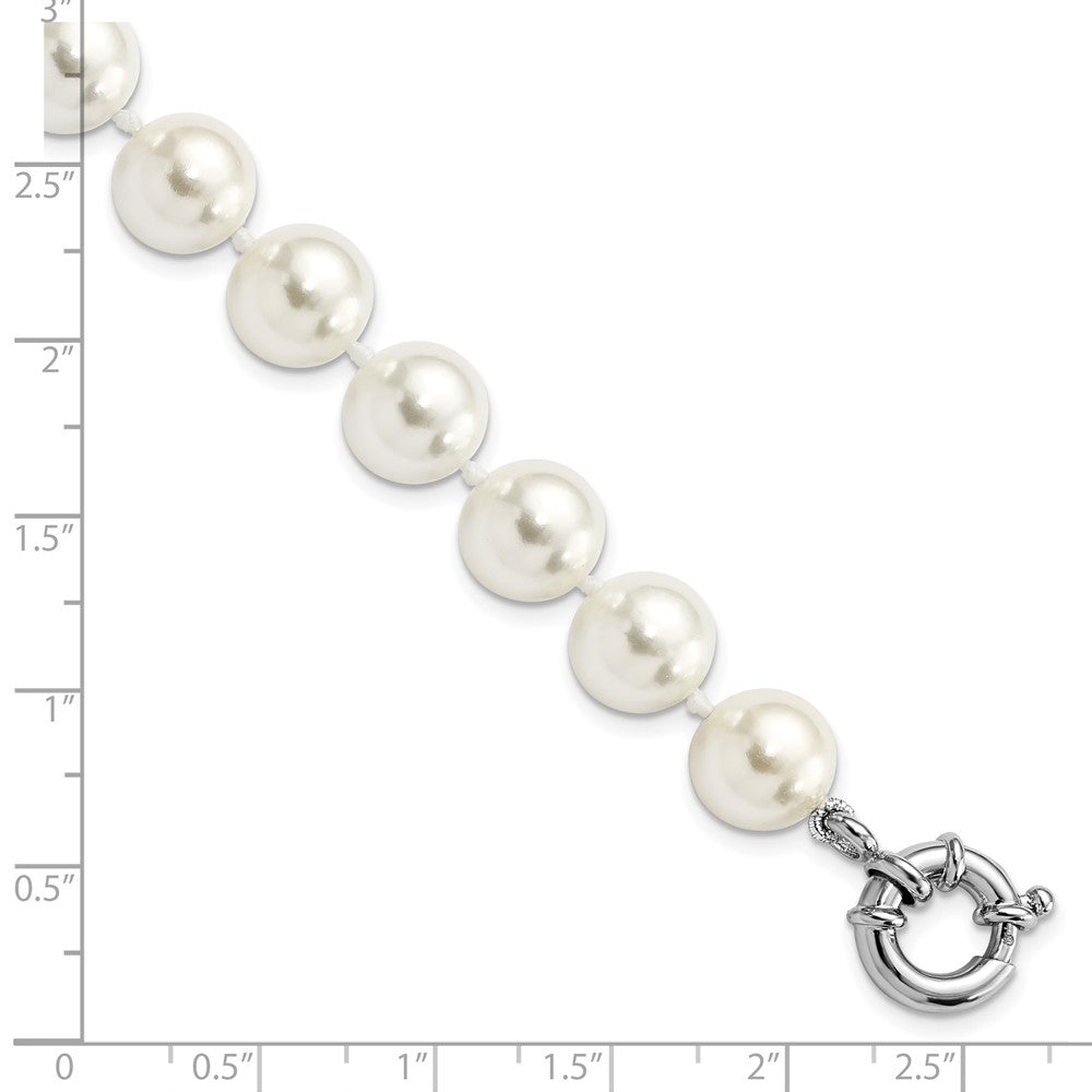 Majestik Sterling Silver Rhodium-plated 10-11mm Imitation Shell Pearl Hand-knotted Bracelet 7.5 inches