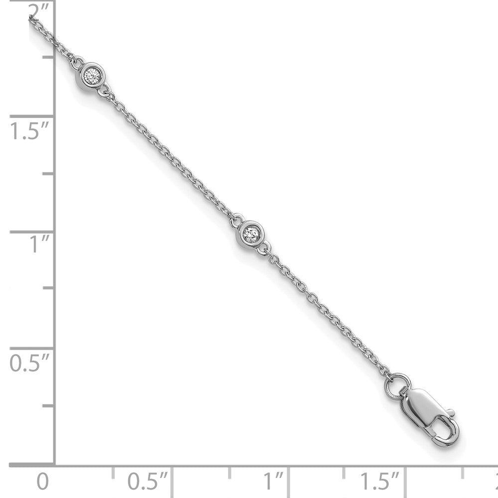 14k White Gold Diamond Station Cable Bracelet