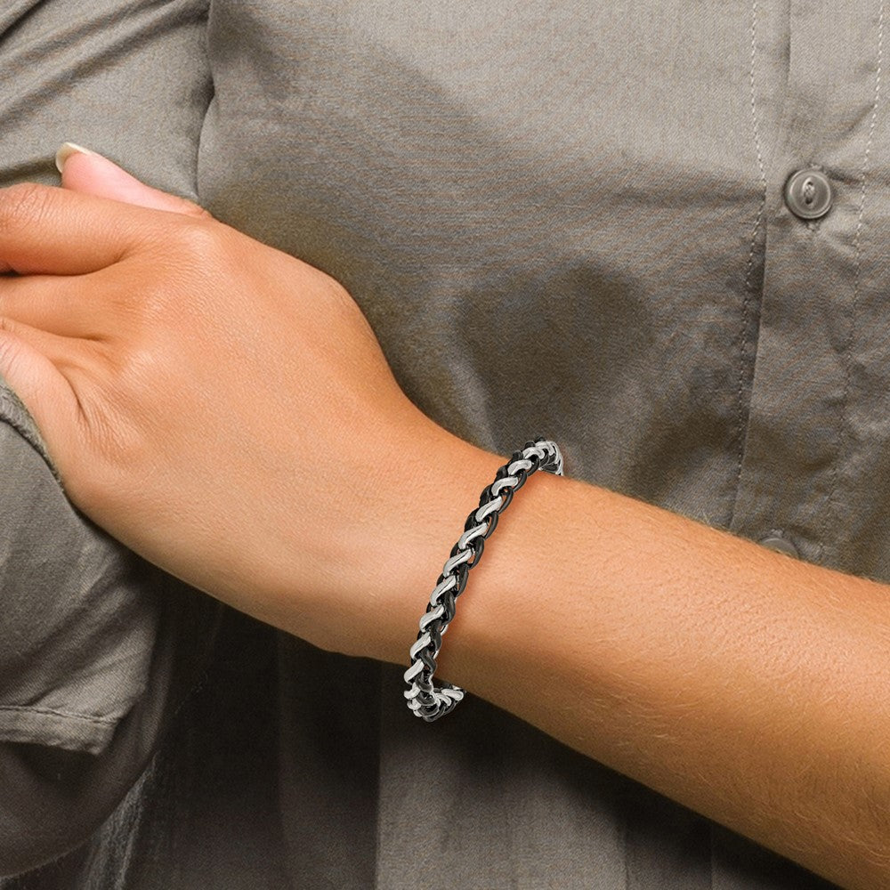 Stainless Steel Polished Black IP-plated 8.25in Bracelet 8.25 inches