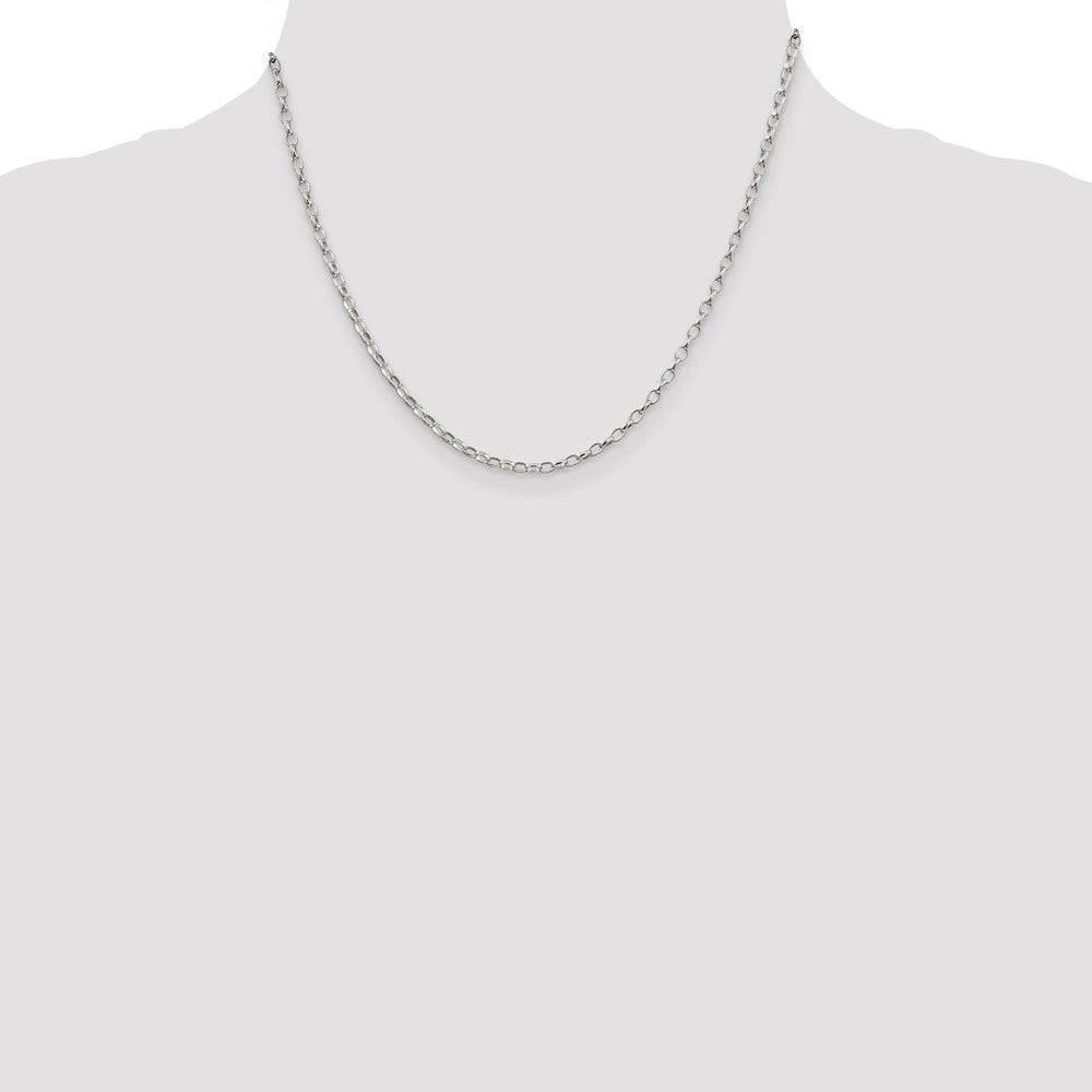 Sterling Silver 2.5mm Oval Fancy Rolo Chain 18 Inches
