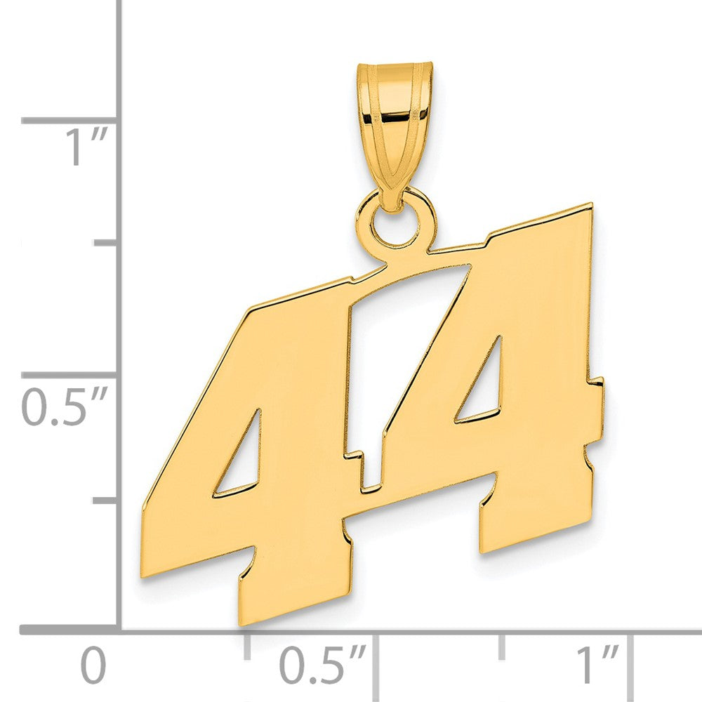 14k Polished Block Number 44 Pendant