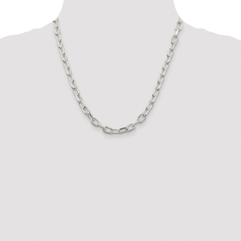 Sterling Silver Rhodium-plated 6.65mm Diamond-cut Long Link Cable Chain