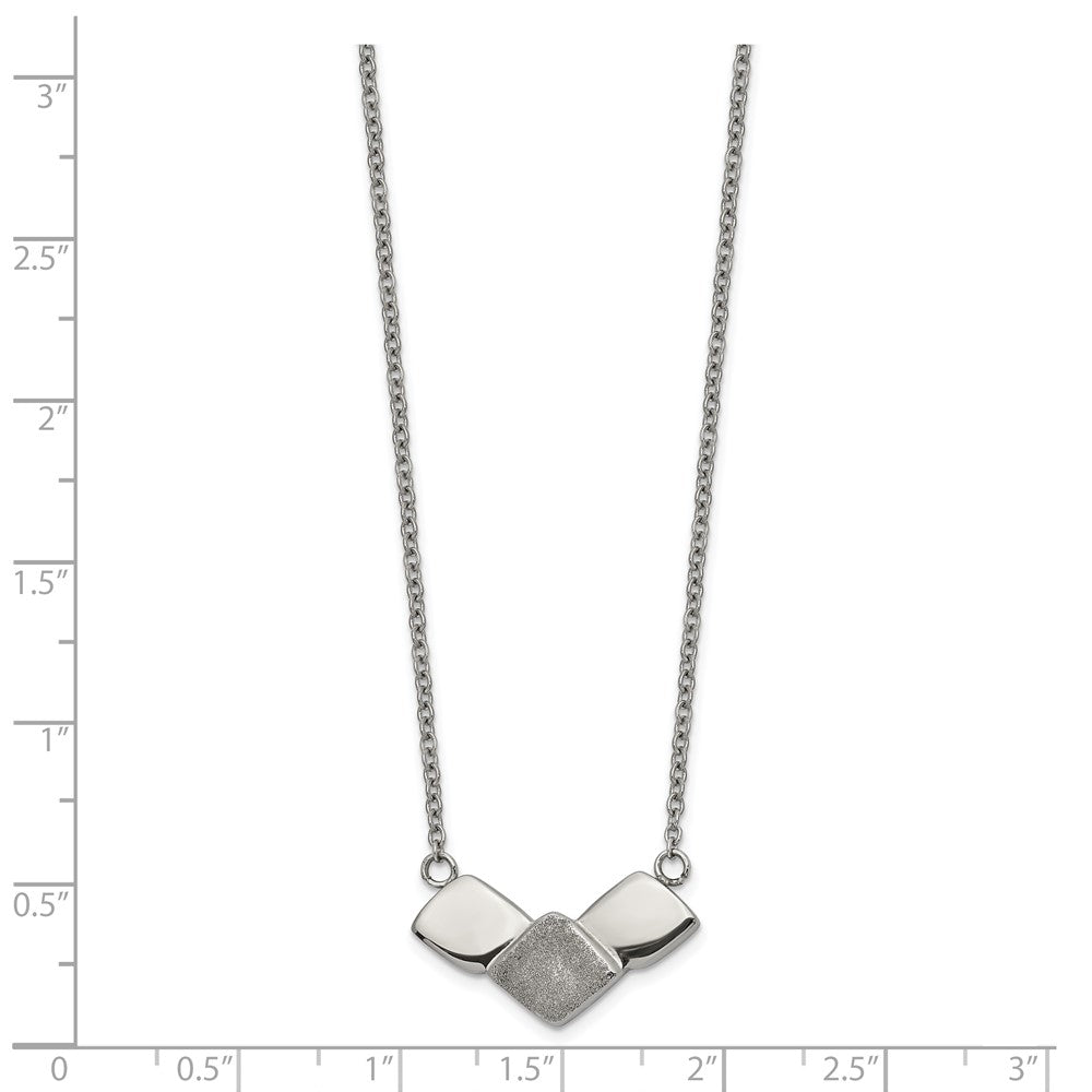 Stainless Steel Polished Laser cut 15in w/2.5in ext Necklace