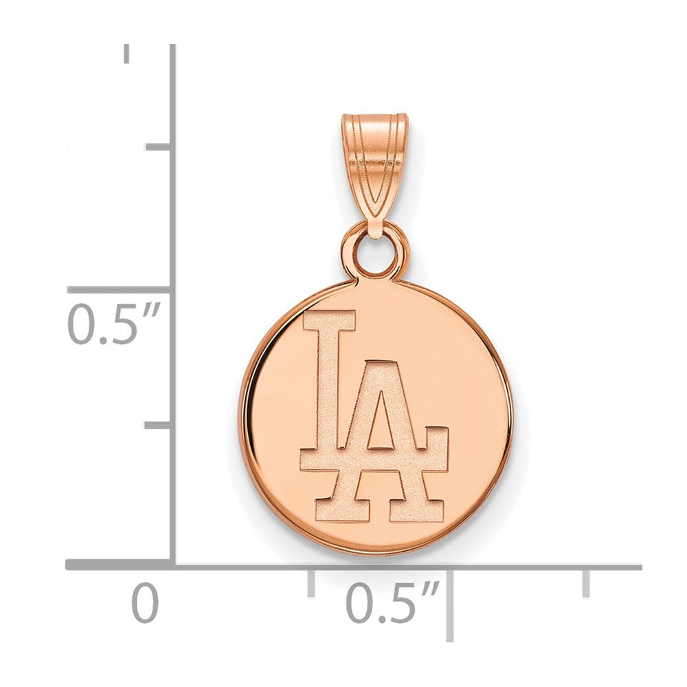Sterling Silver Rose Gold-plated MLB LogoArt Los Angeles Dodgers Small Disc