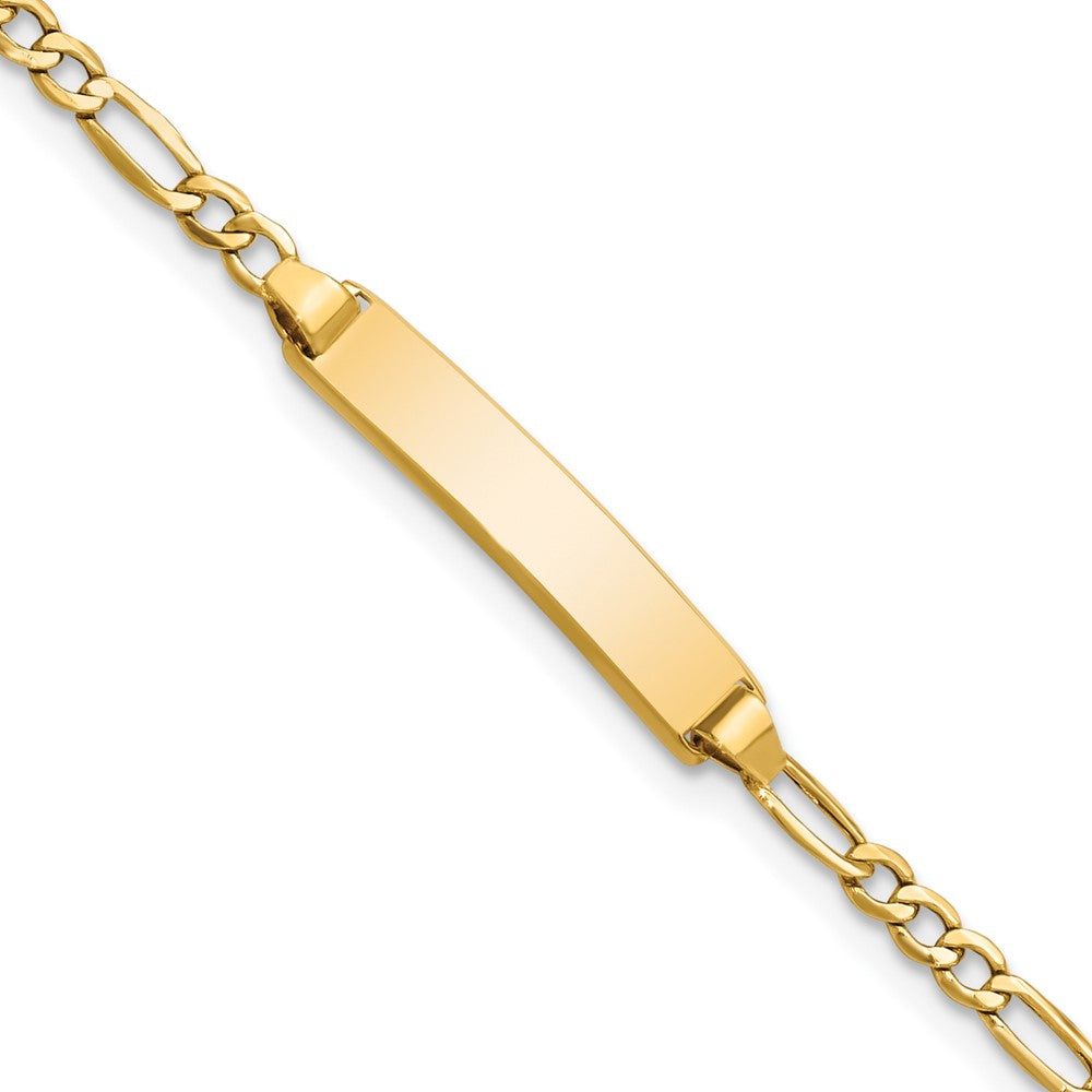 14k Semi-Solid Polished Figaro ID Bracelet 6 inches