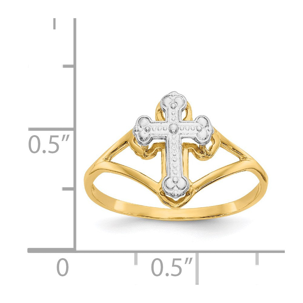 14k w/Rhodium Cross Ring Size 7