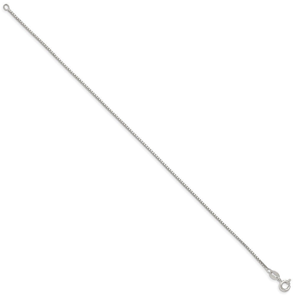 Sterling Silver 1.1mm Box Chain Anklet 10 inches