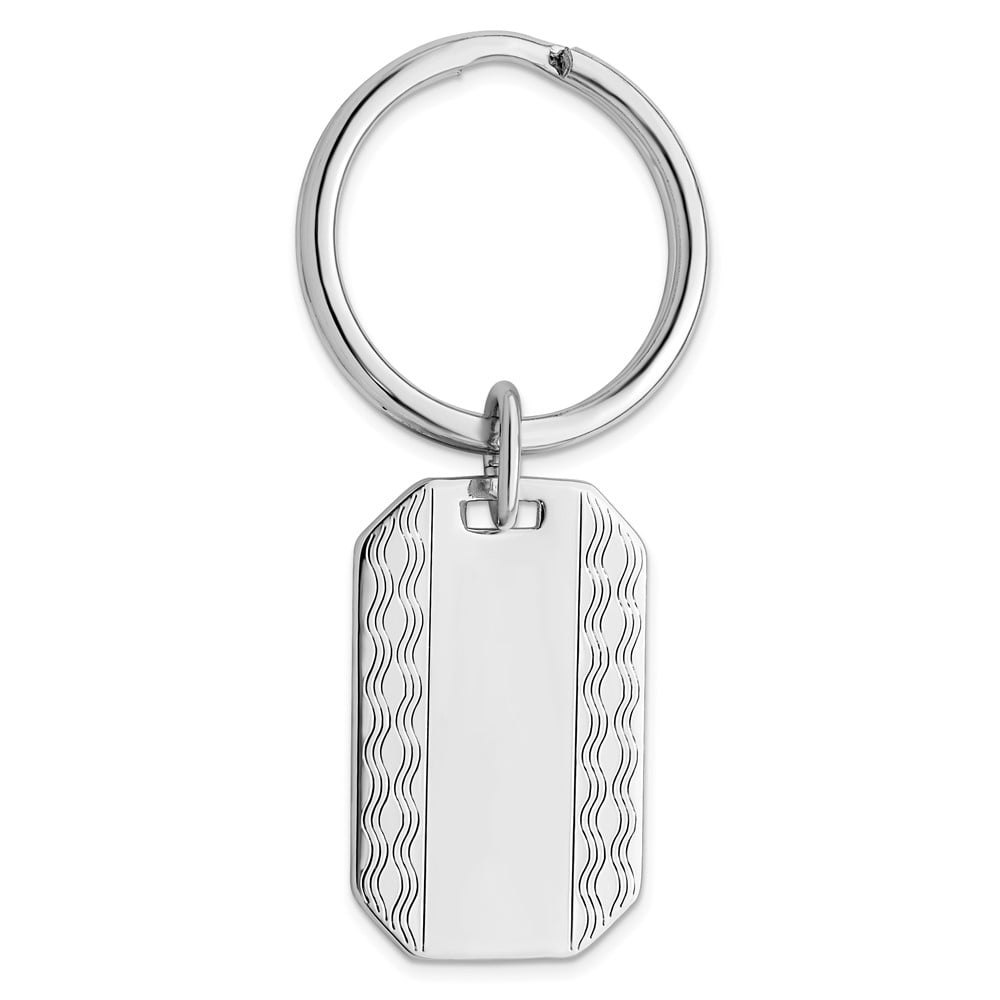 Rhodium-plated Kelly Waters Patterned Edge Key Ring QGL8724
