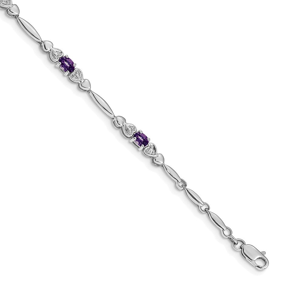 14k White Gold Diamond and Amethyst Bracelet