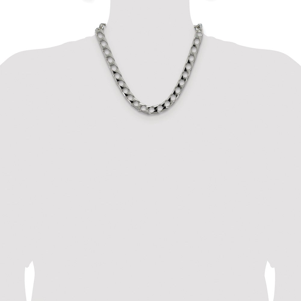 Sterling Silver Rhodium-plated 10.3mm D/C Square Curb Chain