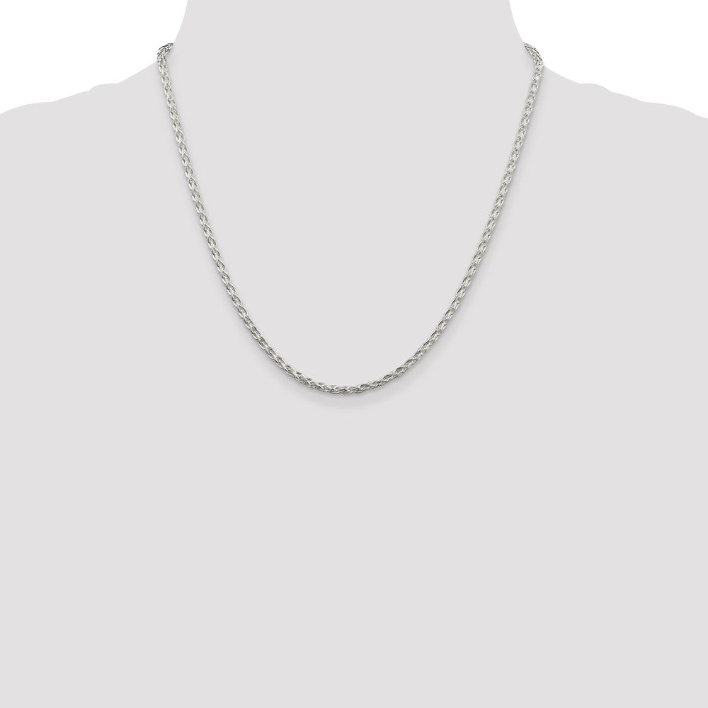 Sterling Silver 2.85mm Diamond-cut Round Spiga Chain 20 Inches