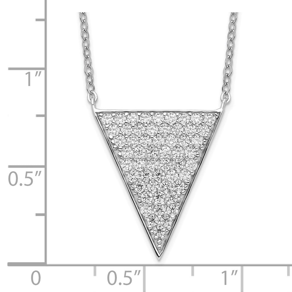 Sterling Silver Rhodium-plated CZ Triangle Dangle Necklace 18 Inches