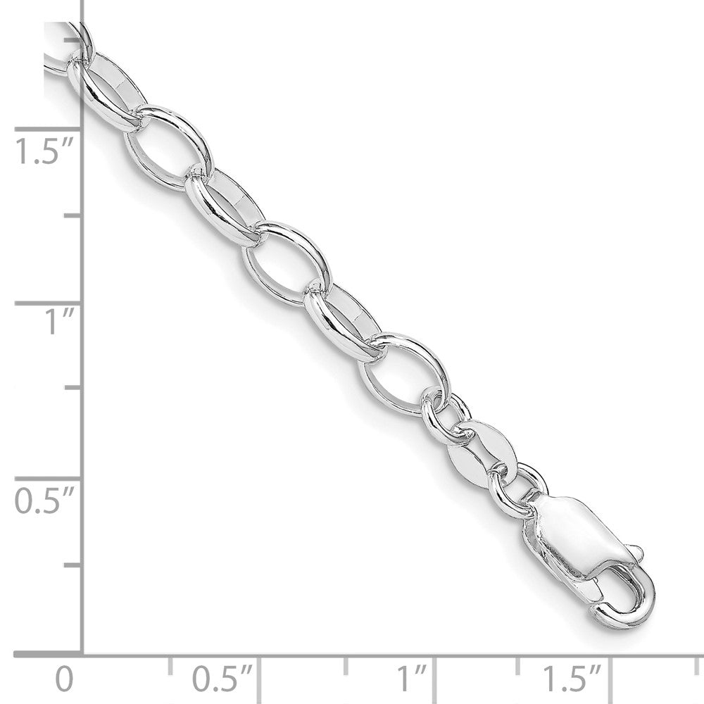 Amore La Vita Sterling Silver Rhodium-plated Polished 5mm 8 inch Rolo with Lobster Clasp Charm Bracelet 8 inches