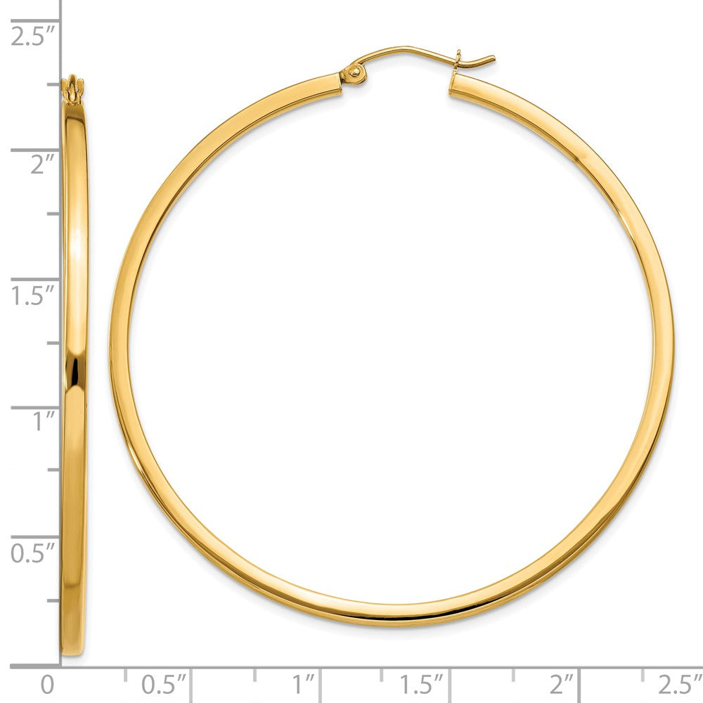 10k 2mm Square Tube Hoop Earrings