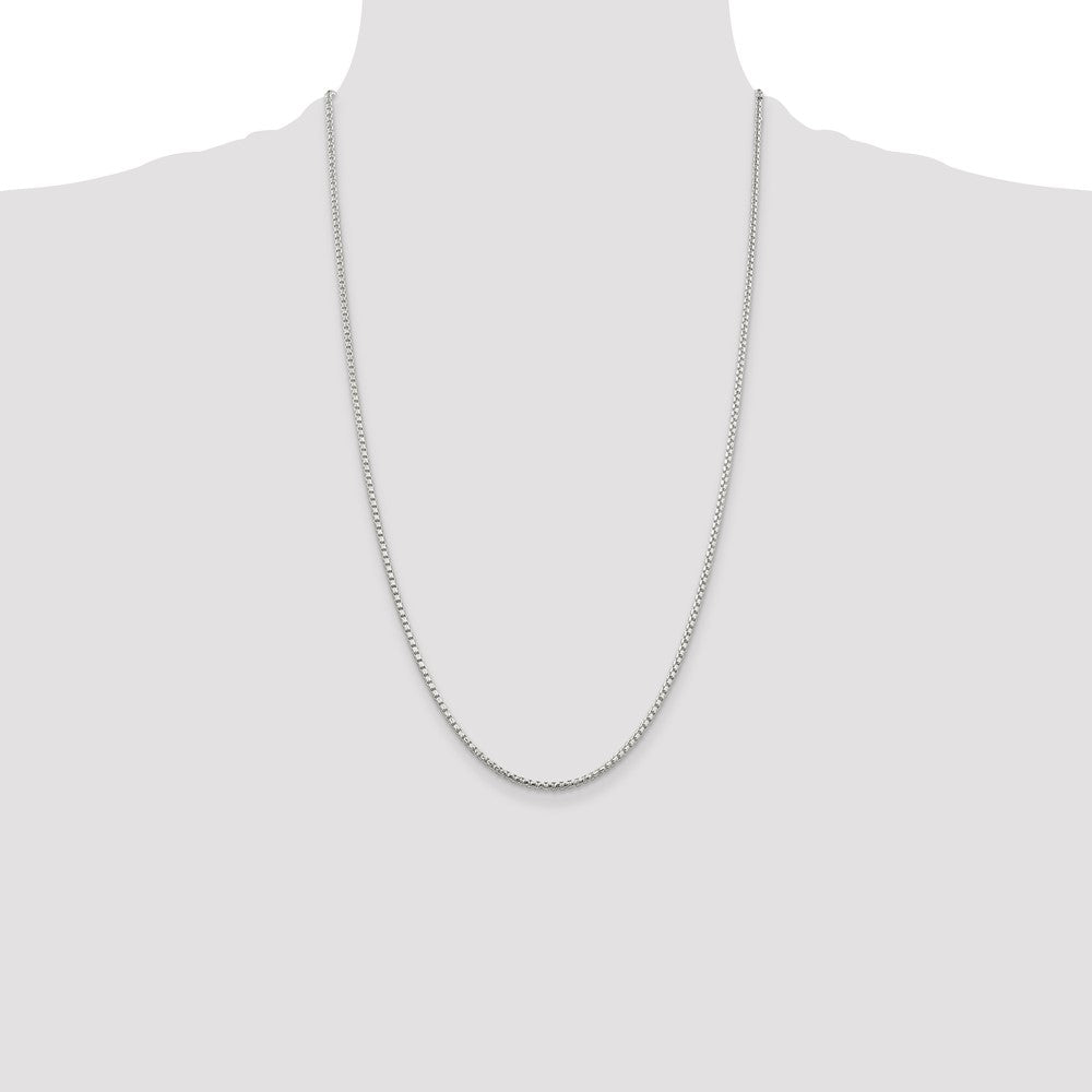 Sterling Silver 2mm Diamond-cut Round Box Chain 26 Inches