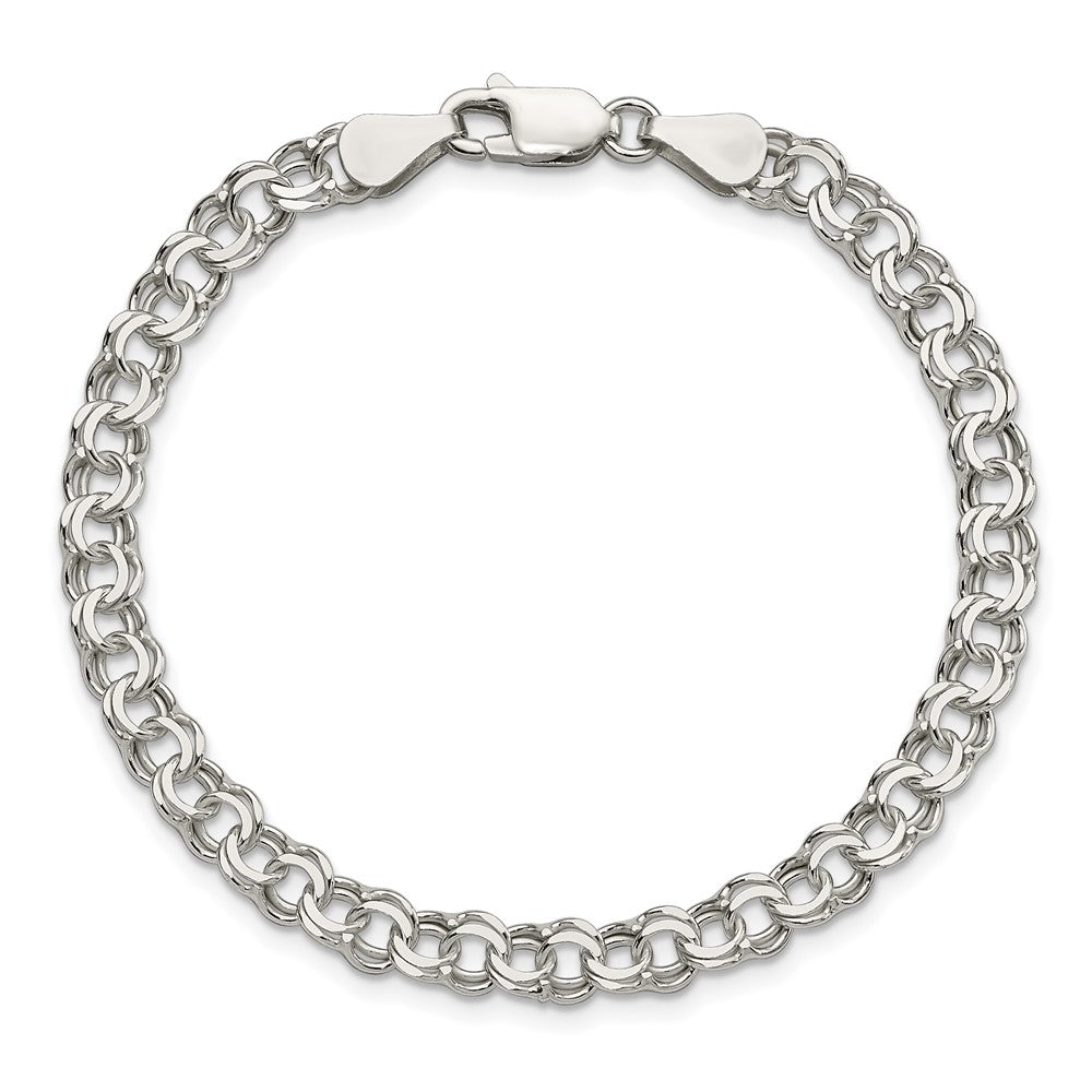 Sterling Silver 5.5mm Double Link Charm Bracelet 8 inches