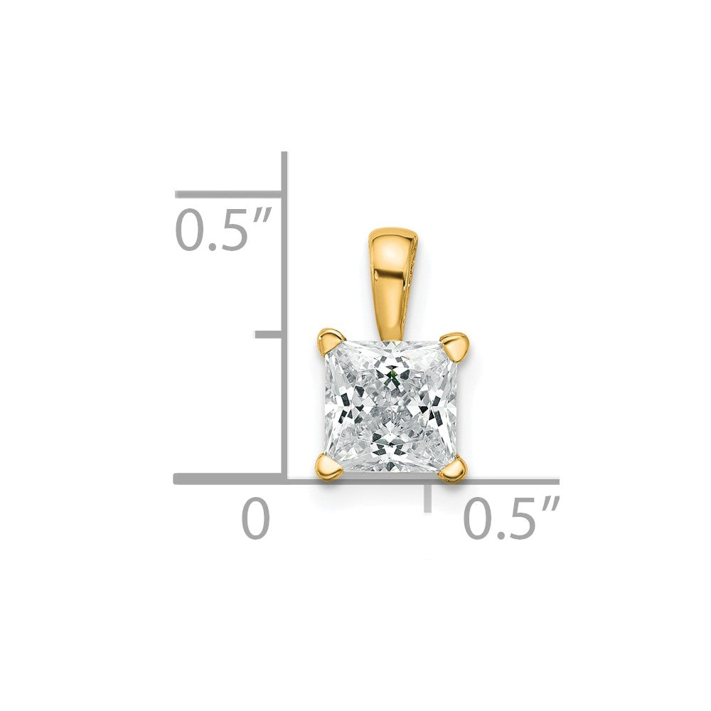 14k 1 carat Lab Grown Diamond VS/SI+ G+ Princess Complete Four Prong Pendant