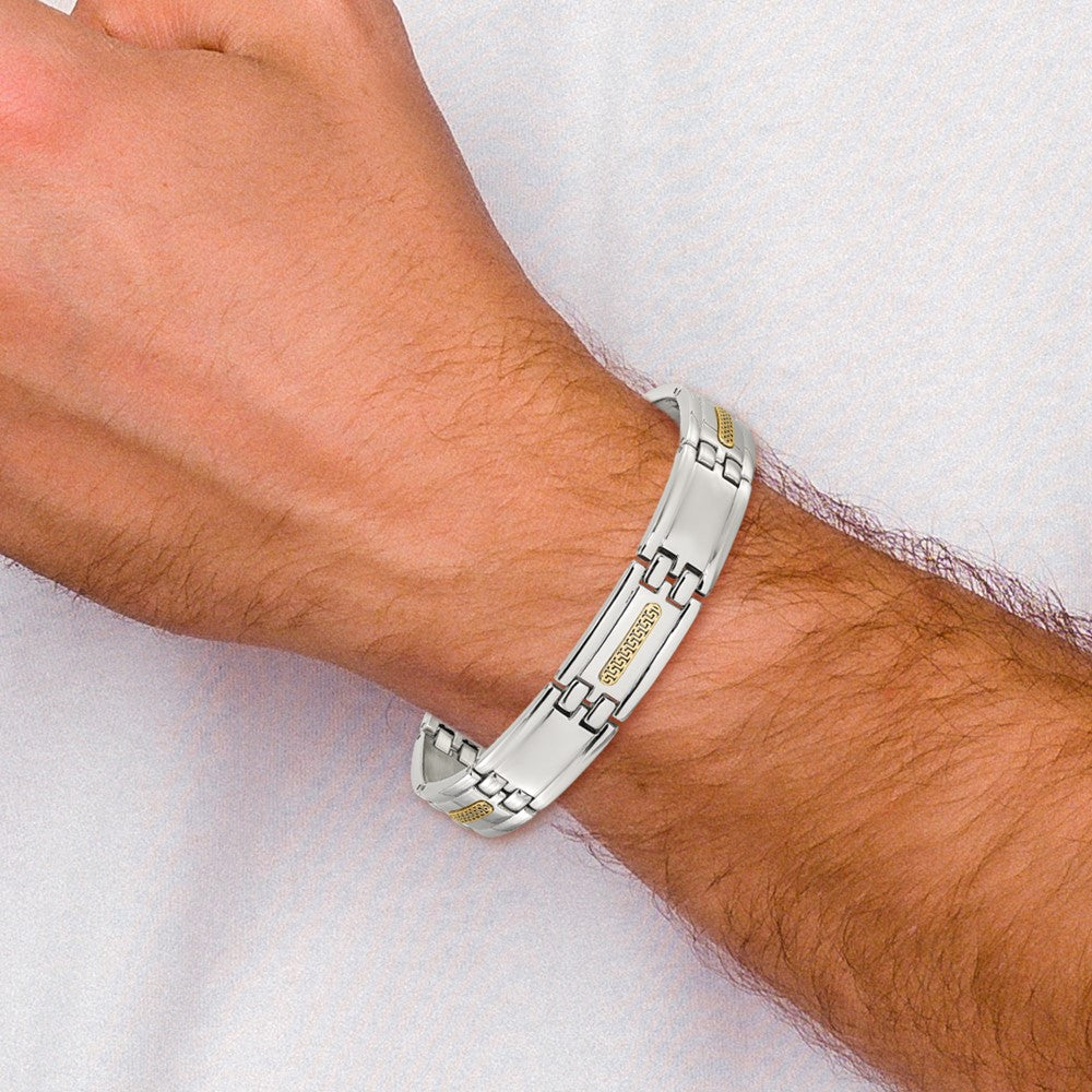 Chisel Stainless Steel Polished with 14K Gold Accent 8.75 inch Link Bracelet 8.75 inches