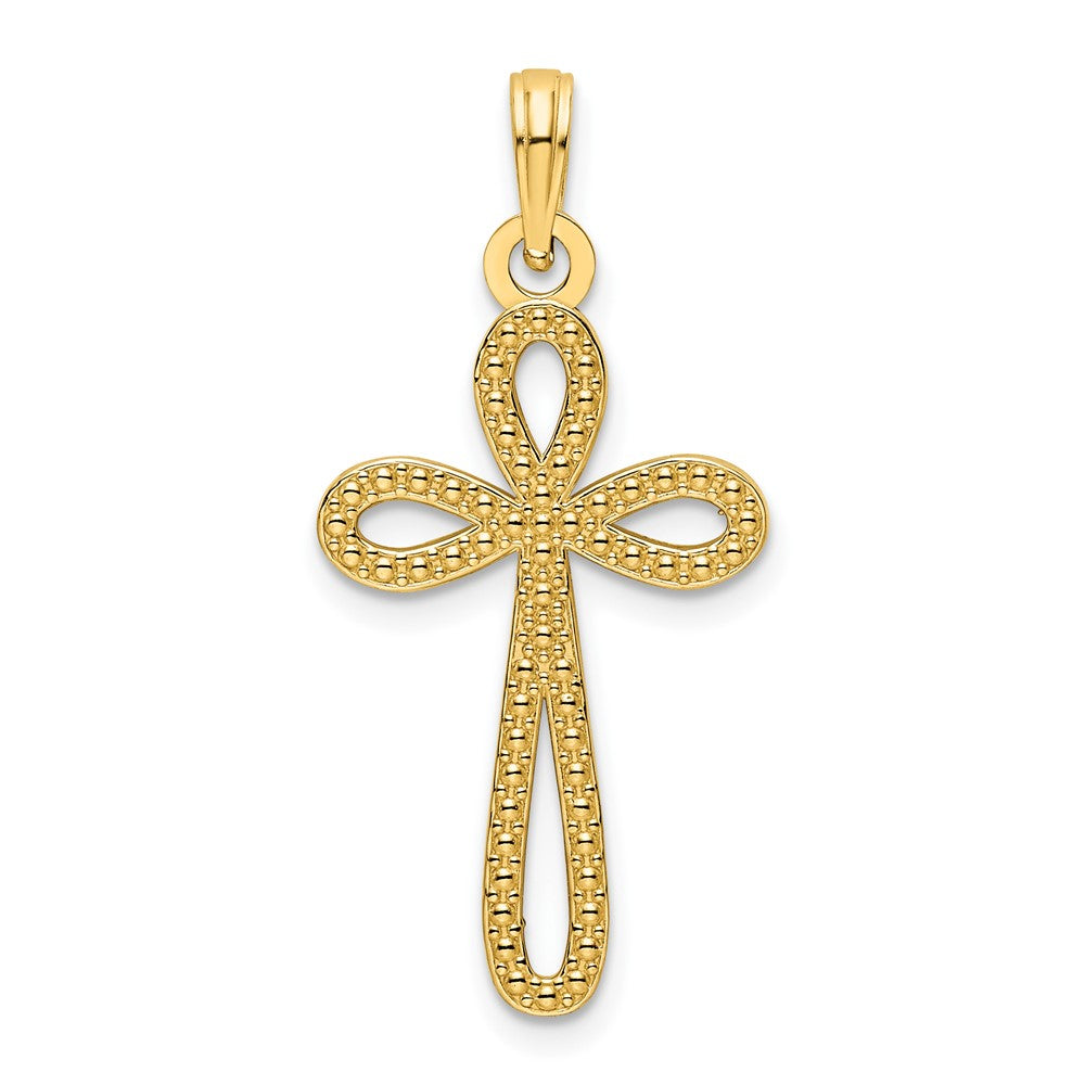 14K Beaded Cross Pendant