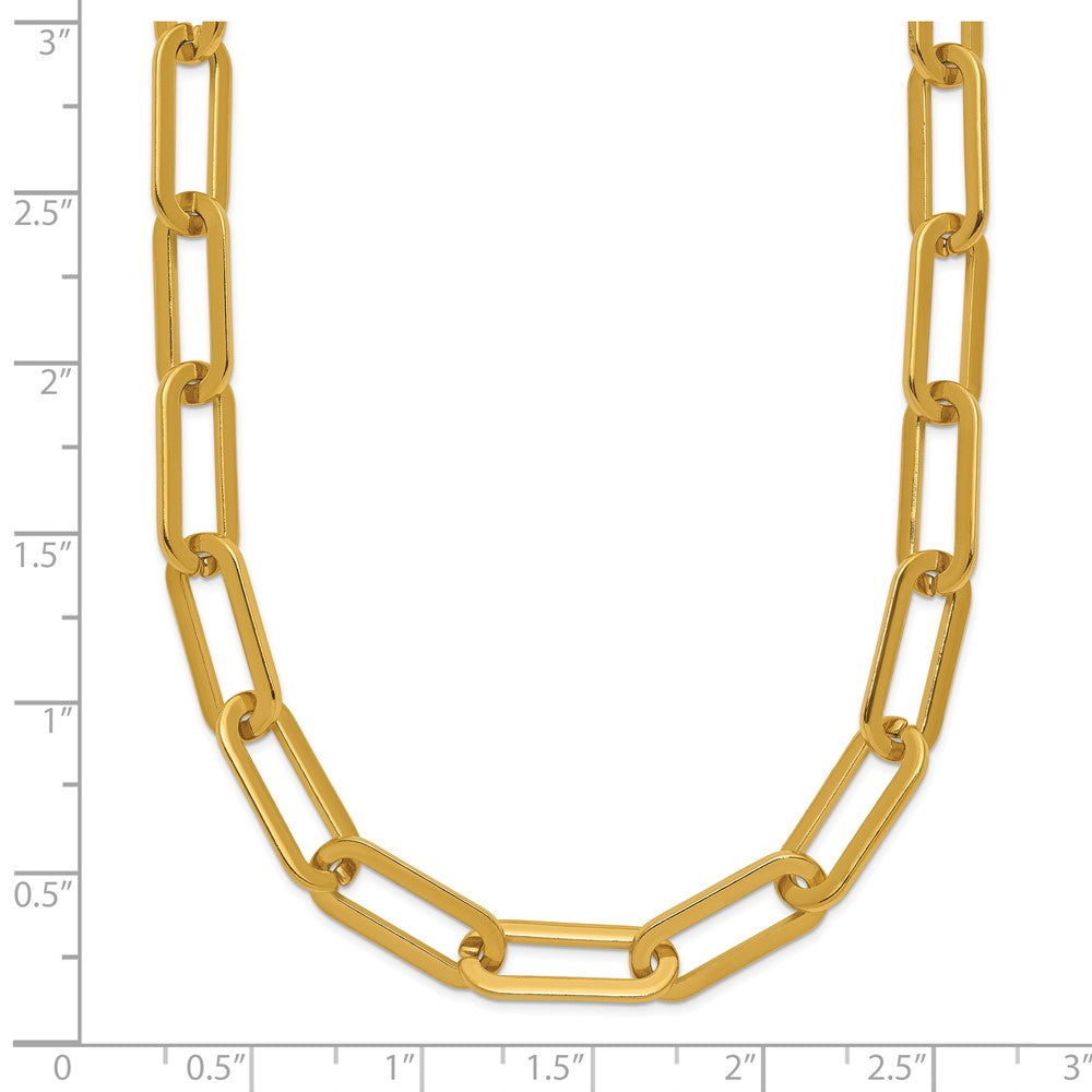Stainless Steel Polished Yellow IP Open Link Paperclip 24in Chain Necklace