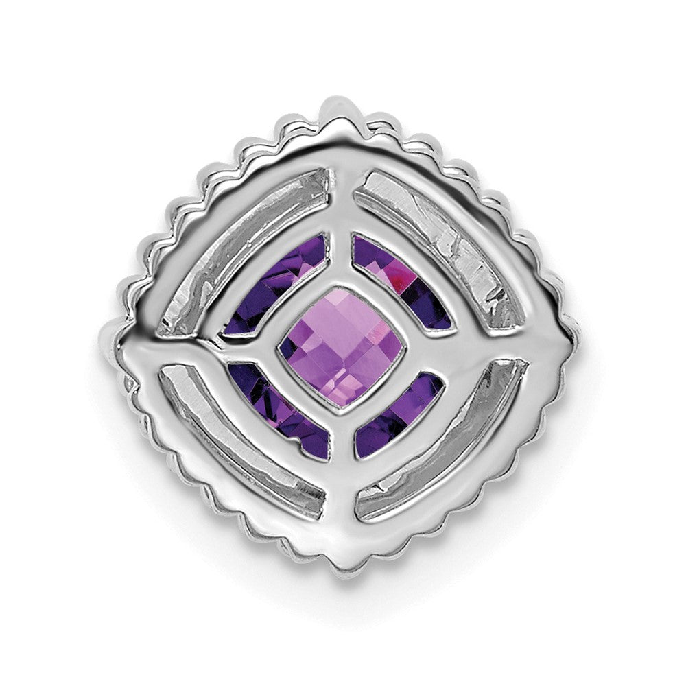 14k White Gold Cushion Amethyst Chain Slide