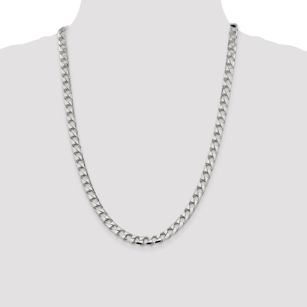 Sterling Silver 7.2mm D/C Square Curb Chain 24 Inches