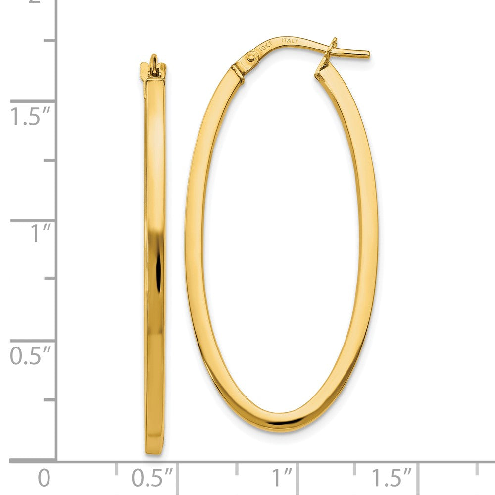 10K Polished Oval Hinged Hoop Earrings