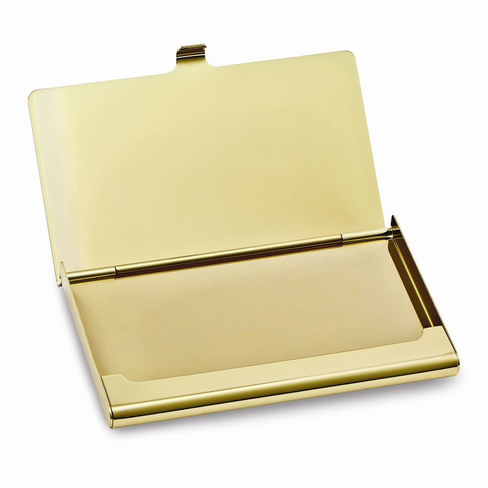 Gold-tone Card Case Smooth Top - Engravable Personalized Gift Item