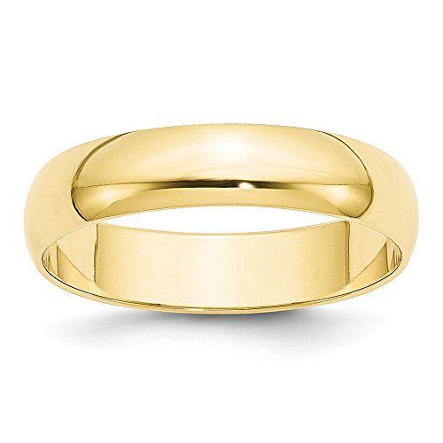 10k Yellow Gold 5mm Lightweight Half Round Wedding Band Size 14