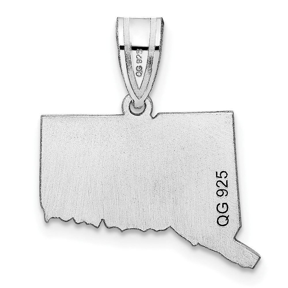 Sterling Silver/Rhodium-plated Connecticut State Pendant