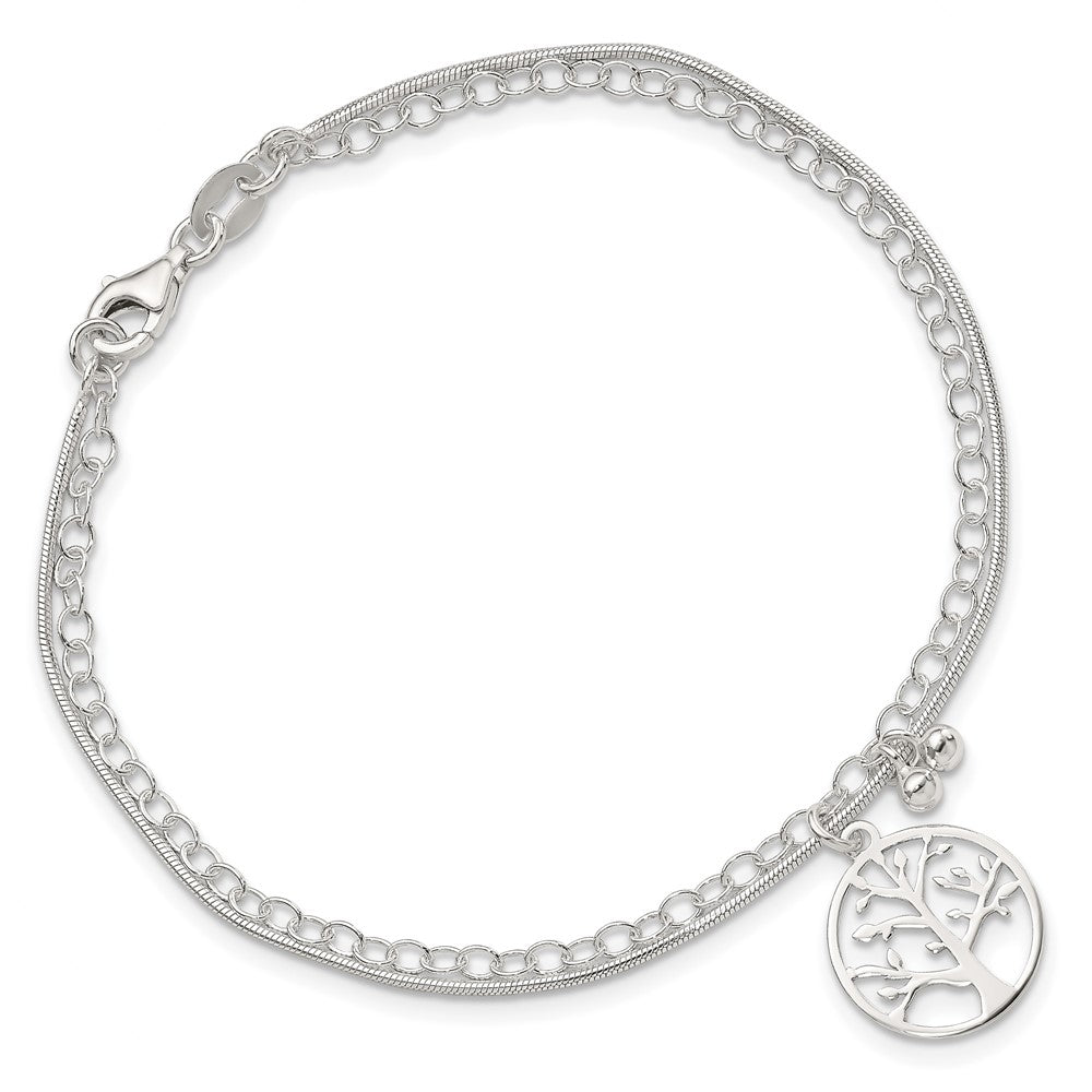 Sterling Silver Polished 2-strand Tree 7.5in Bracelet 7.5 inches