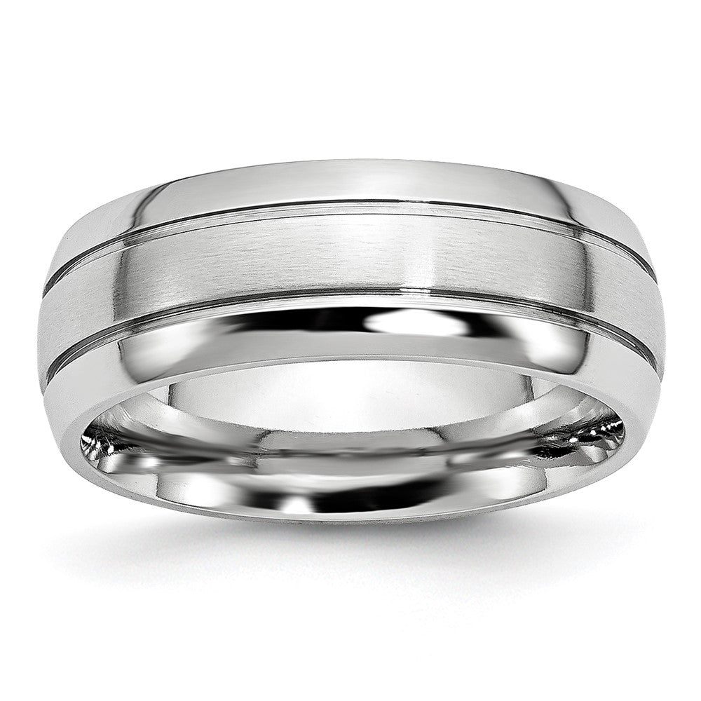 Cobalt Polished and Satin Grooved 8mm Band Size - 11