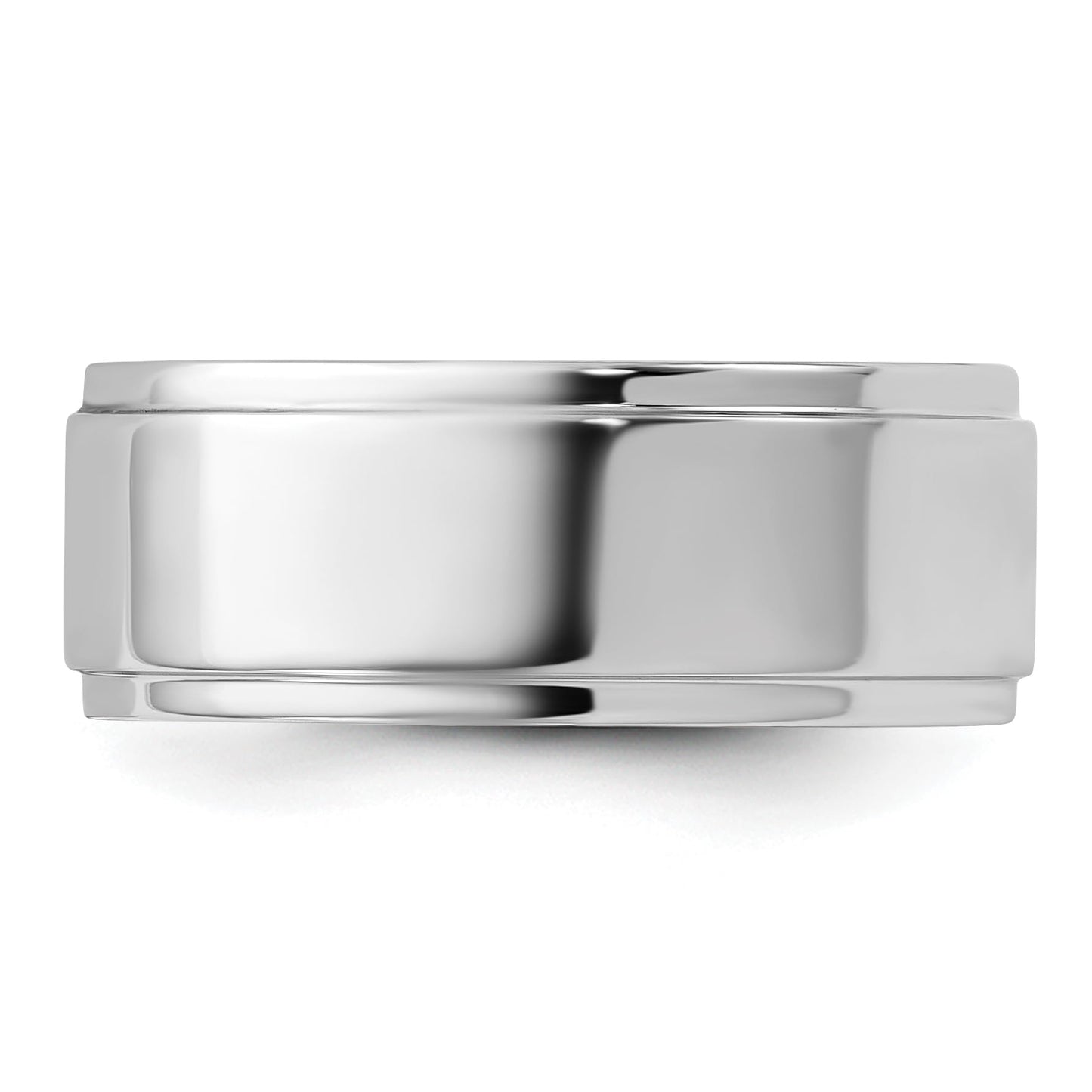 10k White Gold 8mm Flat with Step Edge Wedding Band Size 12