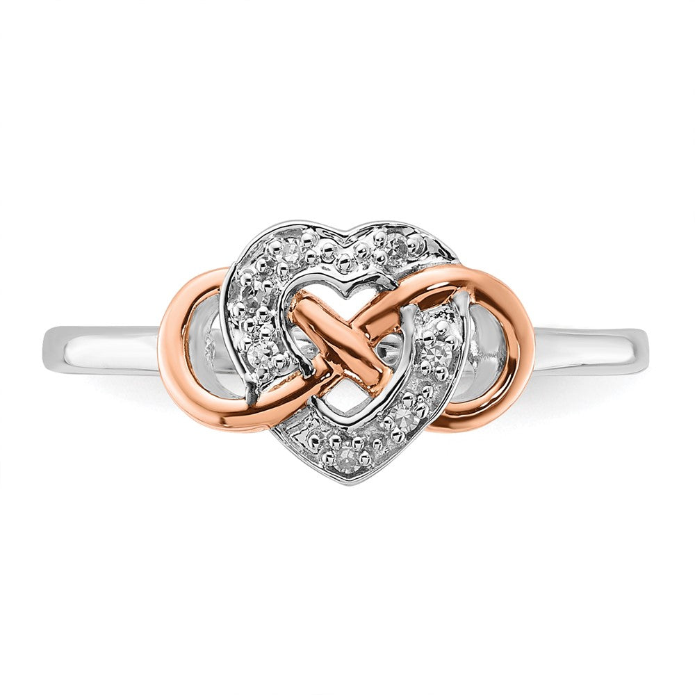 10K Two Tone Diamond Infinity with Heart Ring