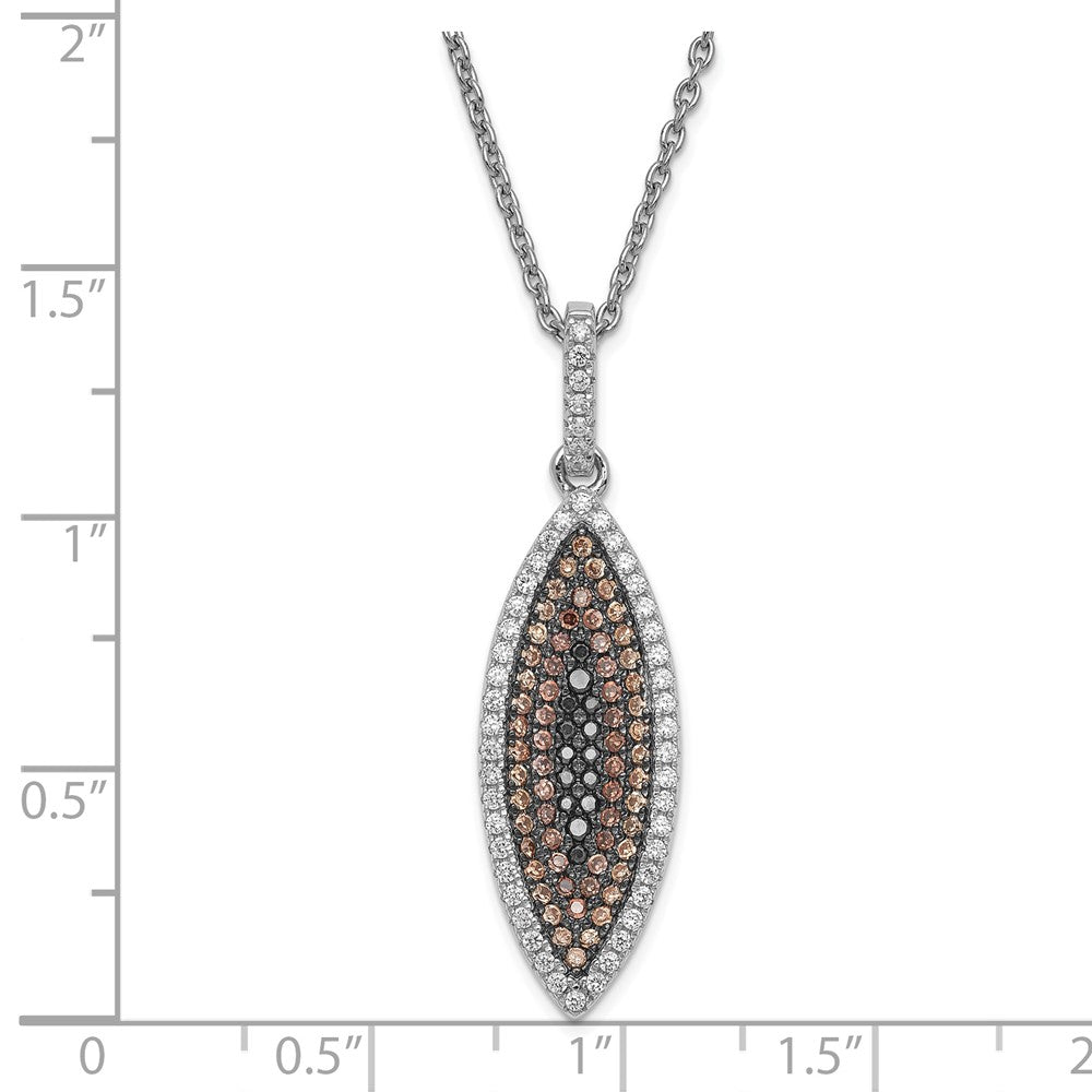 Sterling Silver Brown/Black/Clear CZ Brilliant Embers Necklace