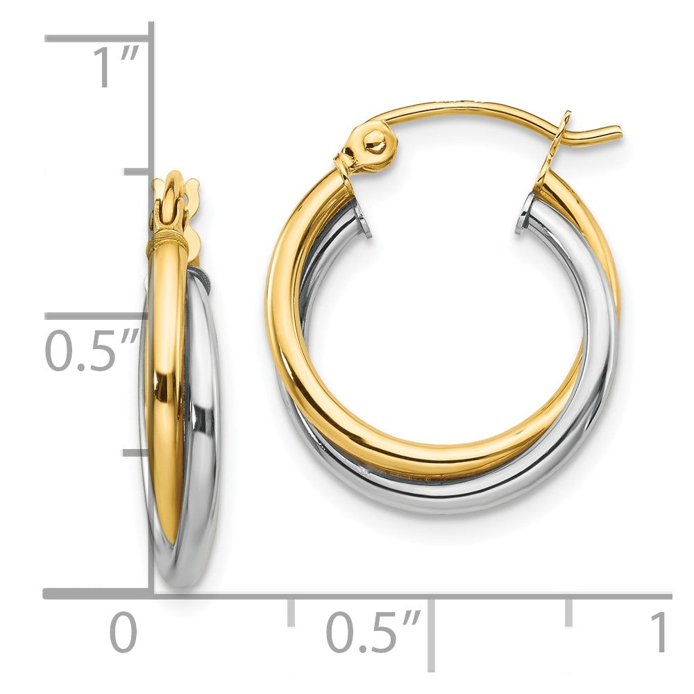 10K Two-tone Twist Hoop Earring