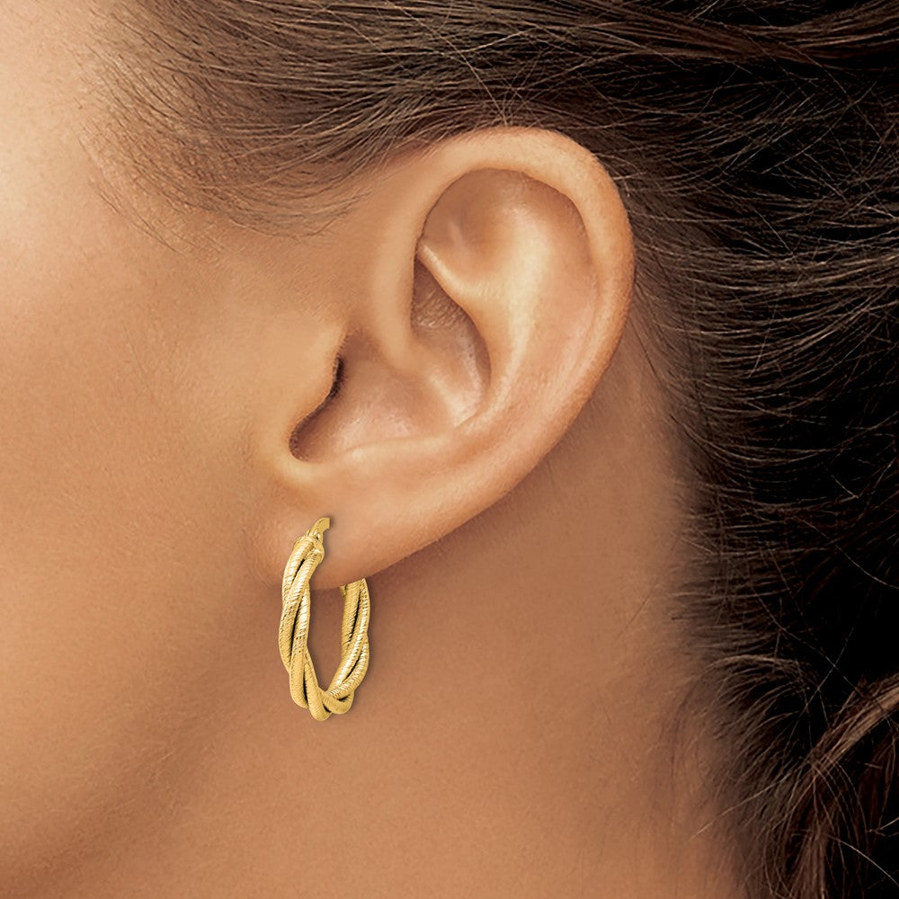 14K Twisted Triple Twist Hoop Earrings